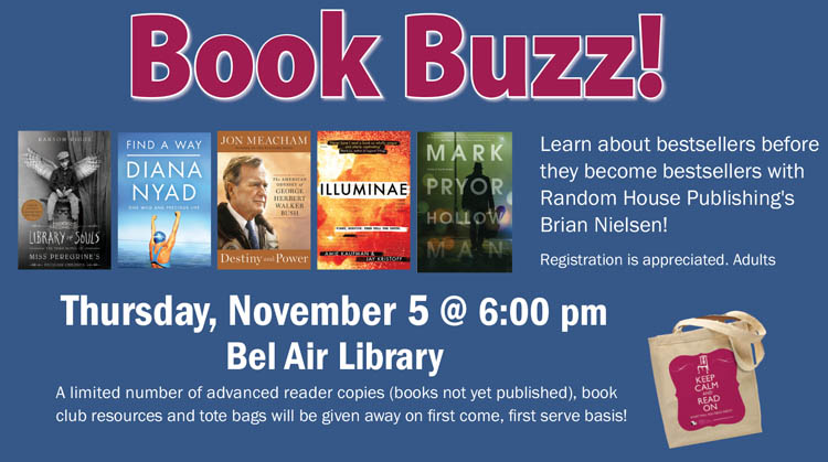 Preview and Review New Fall and Winter Titles at Bel Air Library’s “Book Buzz”