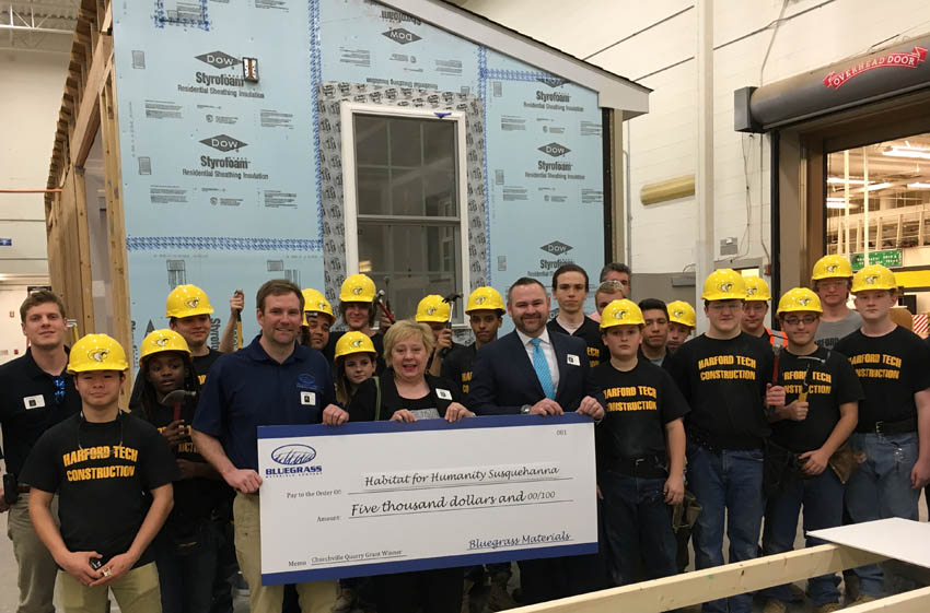 Bluegrass Materials Awards $5,000 Grant to Habitat for Humanity; Supports Work With Harford Technical High School