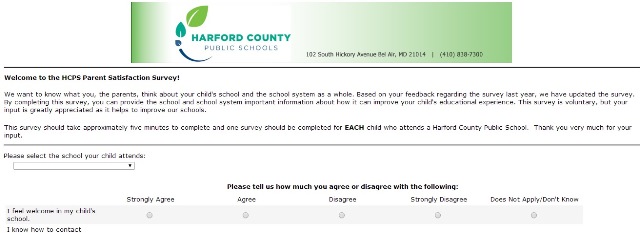 Harford County Public Schools Seeks Parent Input with Online Satisfaction Survey