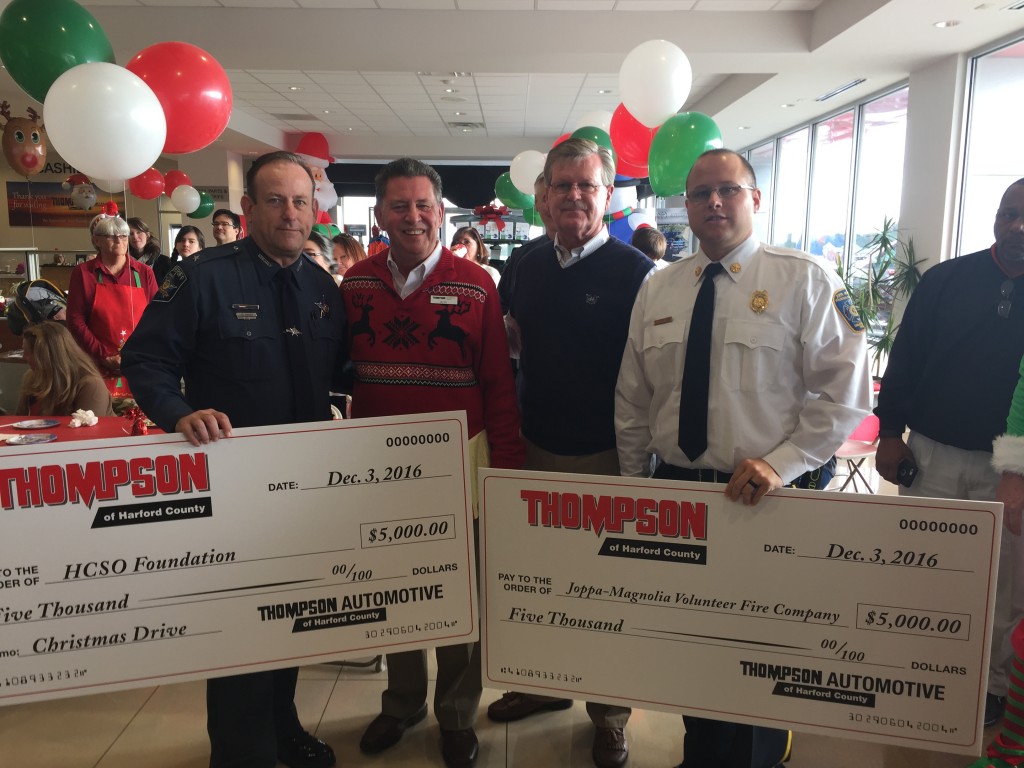 Thompson Automotive Gives to Harford County Sheriff’s Christmas Drive and Joppa Magnolia Volunteer Fire Company