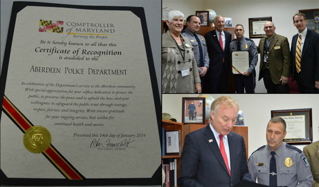 State Comptroller Awards Aberdeen Police Department For Dedicated Service