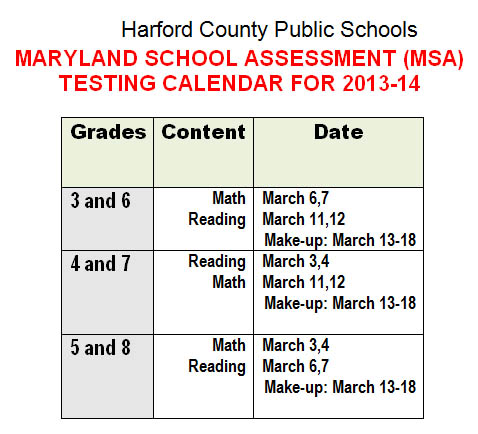Harford County Public Schools Issues Alternative State Testing Schedule in  Case of Delay or Closure March 3