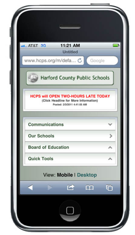 Harford County Public Schools Goes Live With Mobile Version Of Website