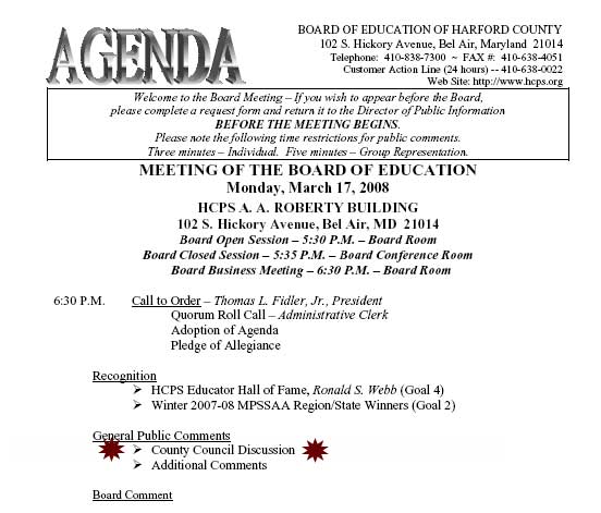 Why the Board of Ed Doesn’t Want You to Know About the Harford County Council Visit Monday Night