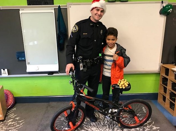 Havre de Grace Elementary School Resource Officer Surprises Student with Repaired Bike