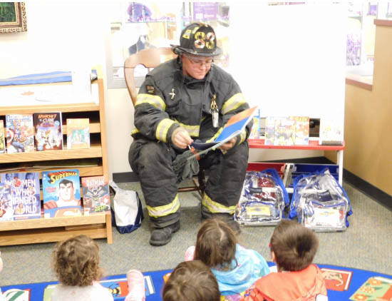 Joppa-Magnolia Volunteer Fire Company Fills in for Batman at Joppatowne Elementary School “Super Hero” Reading Night