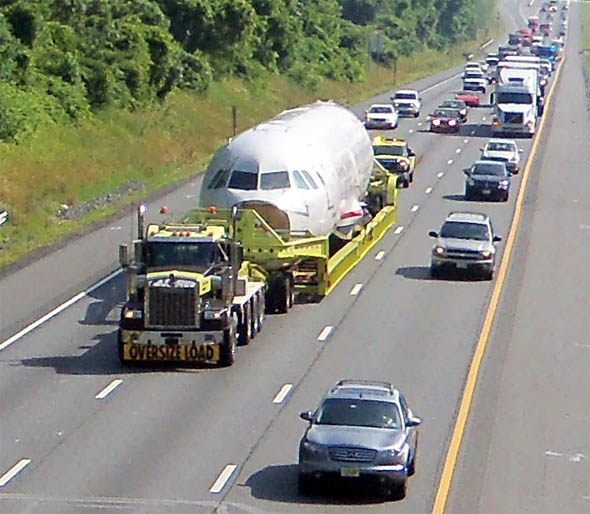 “Miracle on the Hudson” Plane Slows Traffic; Draws Attention on Move Through Harford County