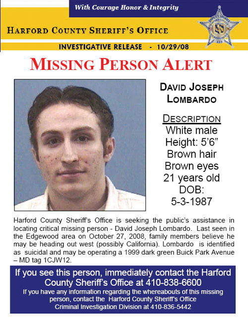 HCSO Seeks Missing Person David Joseph Lombardo, Last Seen In Edgewood
