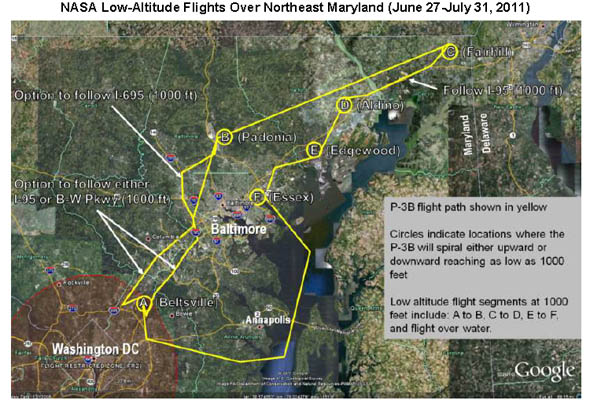 NASA Begins Low-Altitude Air Quality Flights Over Northeast Maryland; Flights Will Be Visible Along I-95 in Harford County