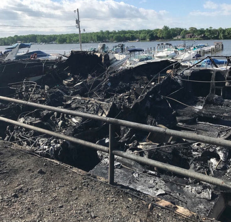 Boats and Building Burn in Early Morning Fire at Otter Creek Marina