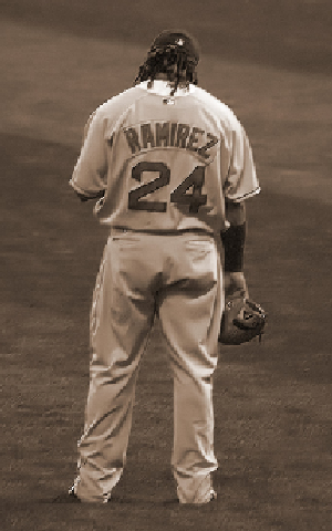 Manny Ramirez sporting the latest in baseball chic