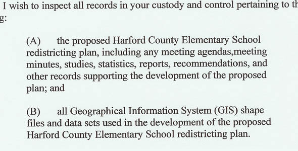 Youth’s Benefit Elementary School Parent Files Public Information Act Request for Harford County Redistricting Data