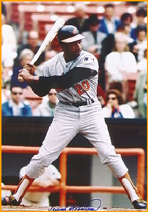 Frank Robinson sporting classic baseball attire