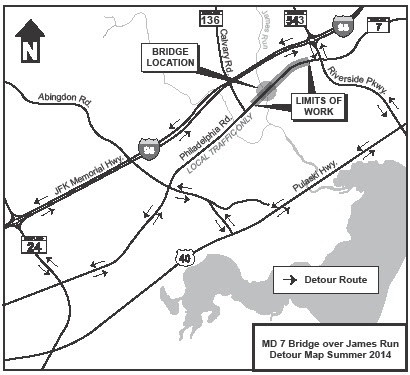 State Highway Administration to Close the Rt 7 Bridge Over James Run in Harford County this Summer